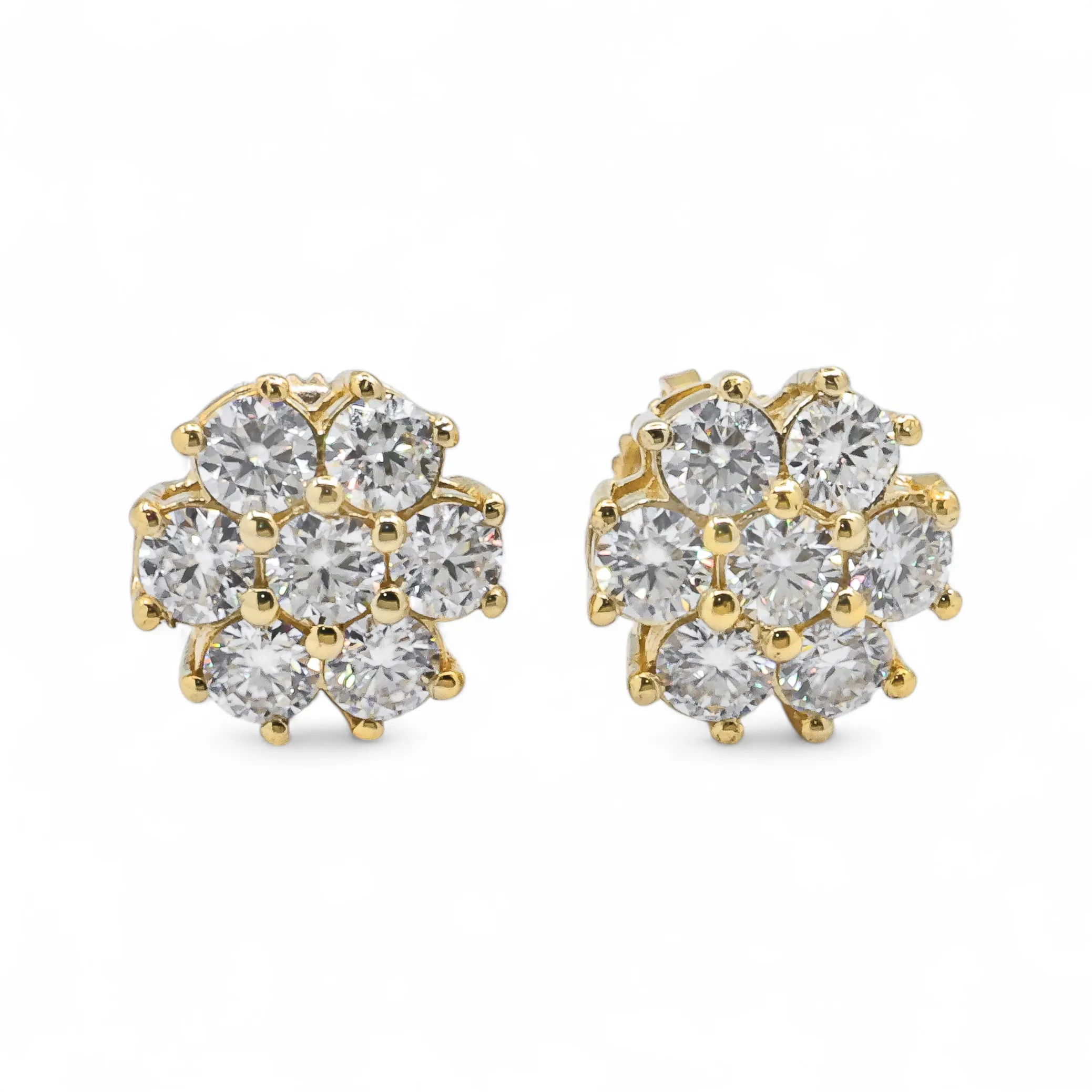 14k Yellow Gold Lab Diamond Cluster Earrings 1.67 ctw