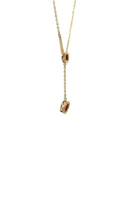 14K YELLOW GOLD RUBY Y-NECKLACE  G15105