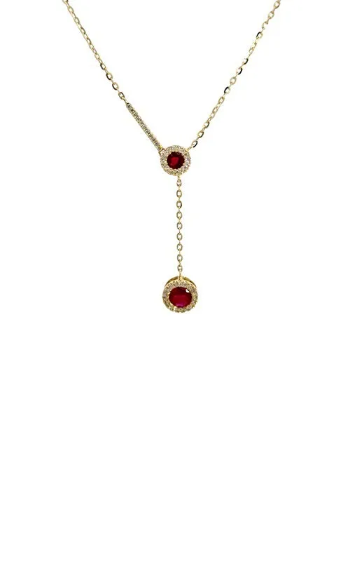 14K YELLOW GOLD RUBY Y-NECKLACE  G15105