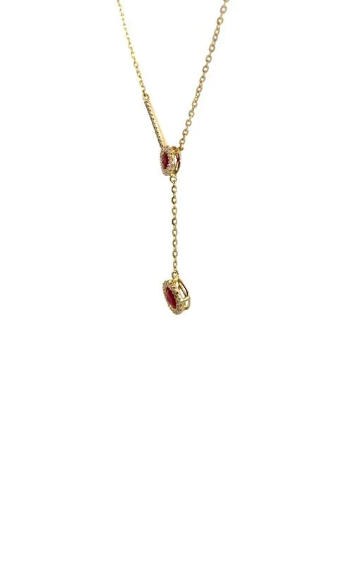 14K YELLOW GOLD RUBY Y-NECKLACE  G15105