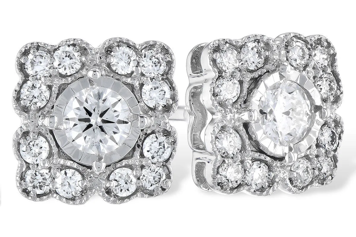 14KT Vintage Style Diamond Stud Earrings