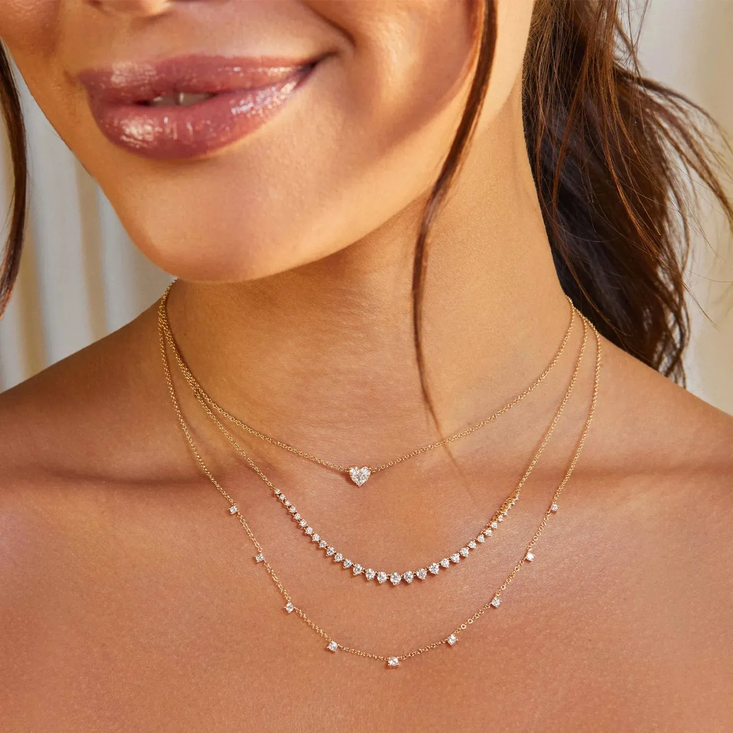 14KY Full Cut Diamond Heart Choker