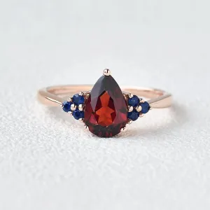 1.5ct Pear Shaped Garnet Rose Gold Ring