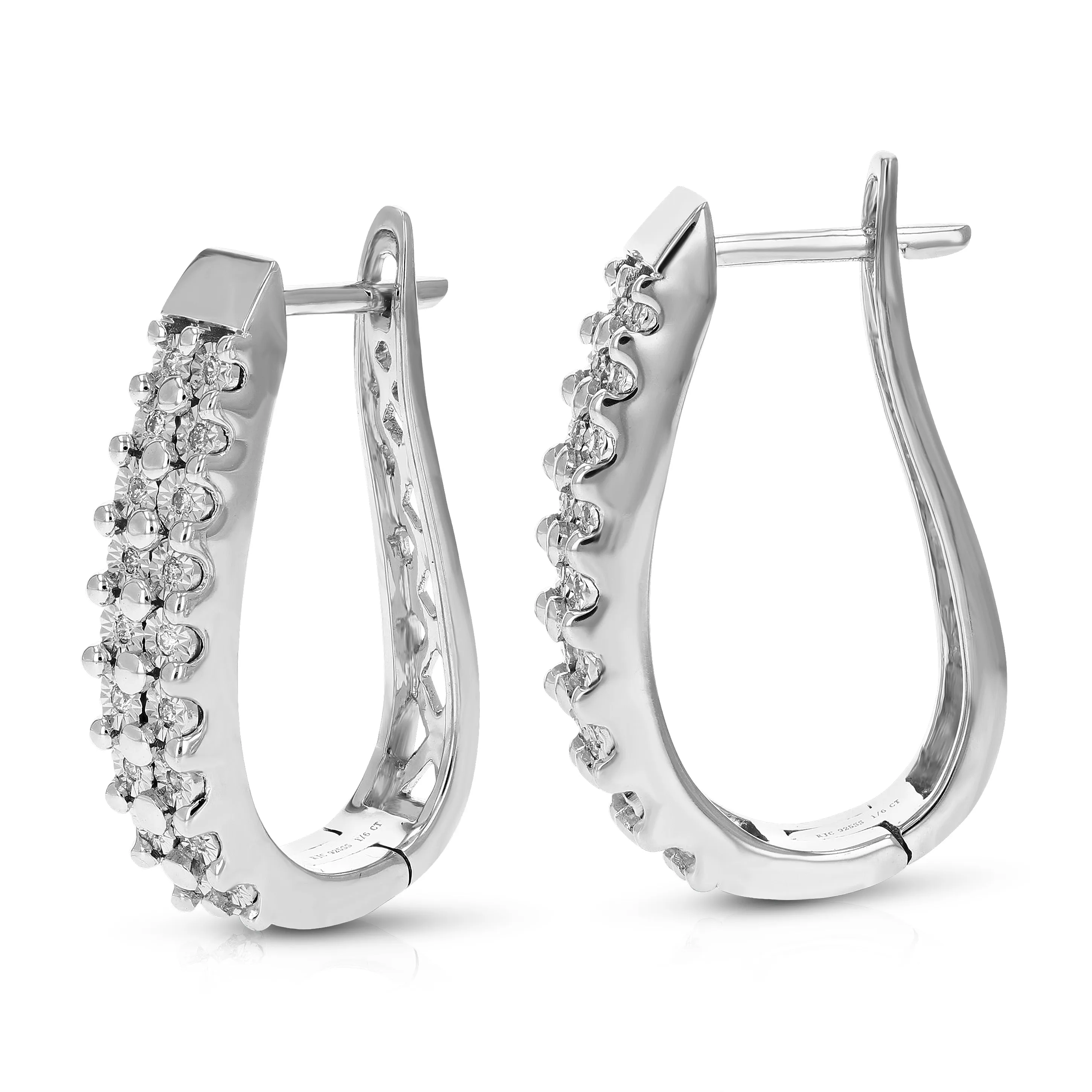 1/6 cttw Lab Grown Diamond Two Row Hoop Earring Sterling Silver