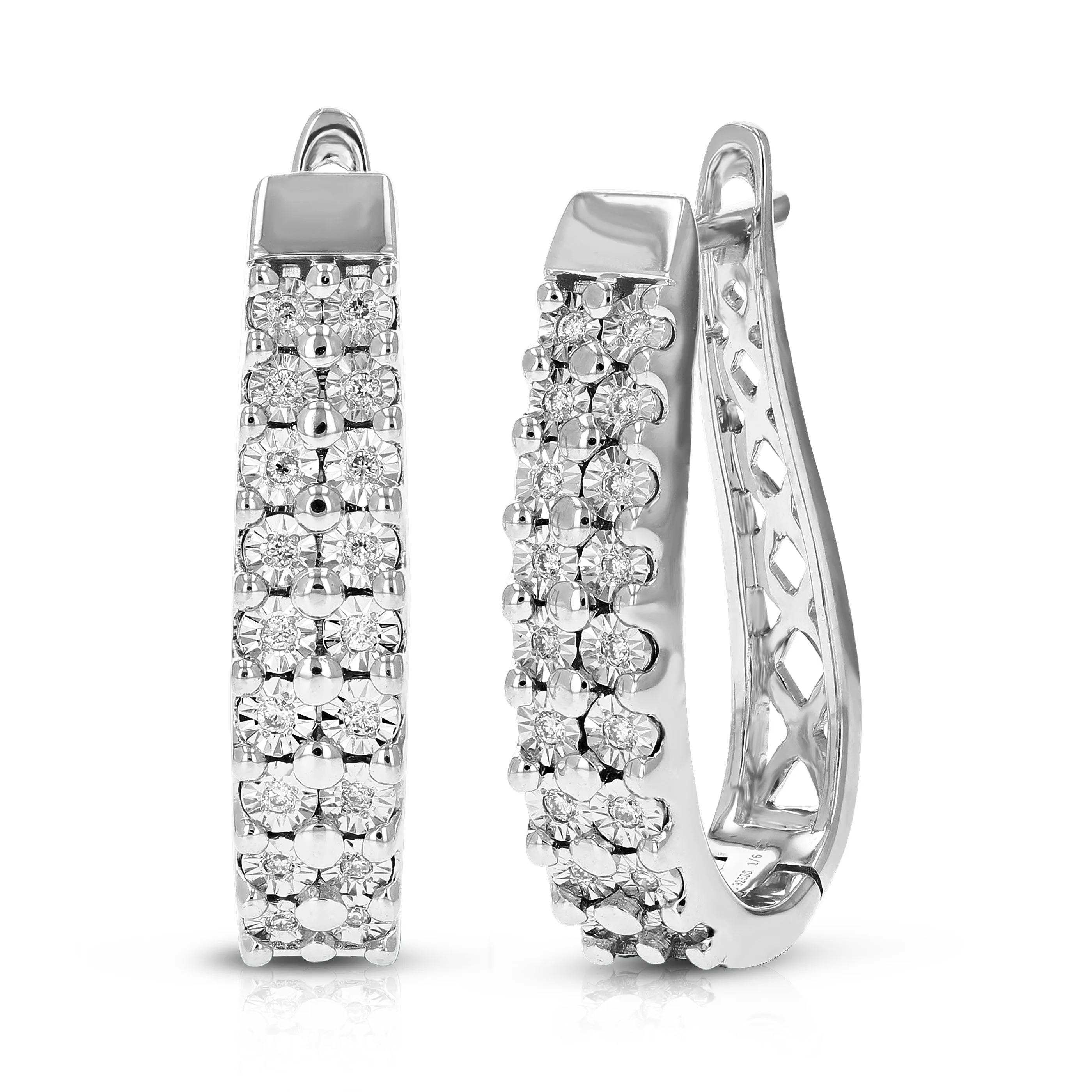 1/6 cttw Lab Grown Diamond Two Row Hoop Earring Sterling Silver