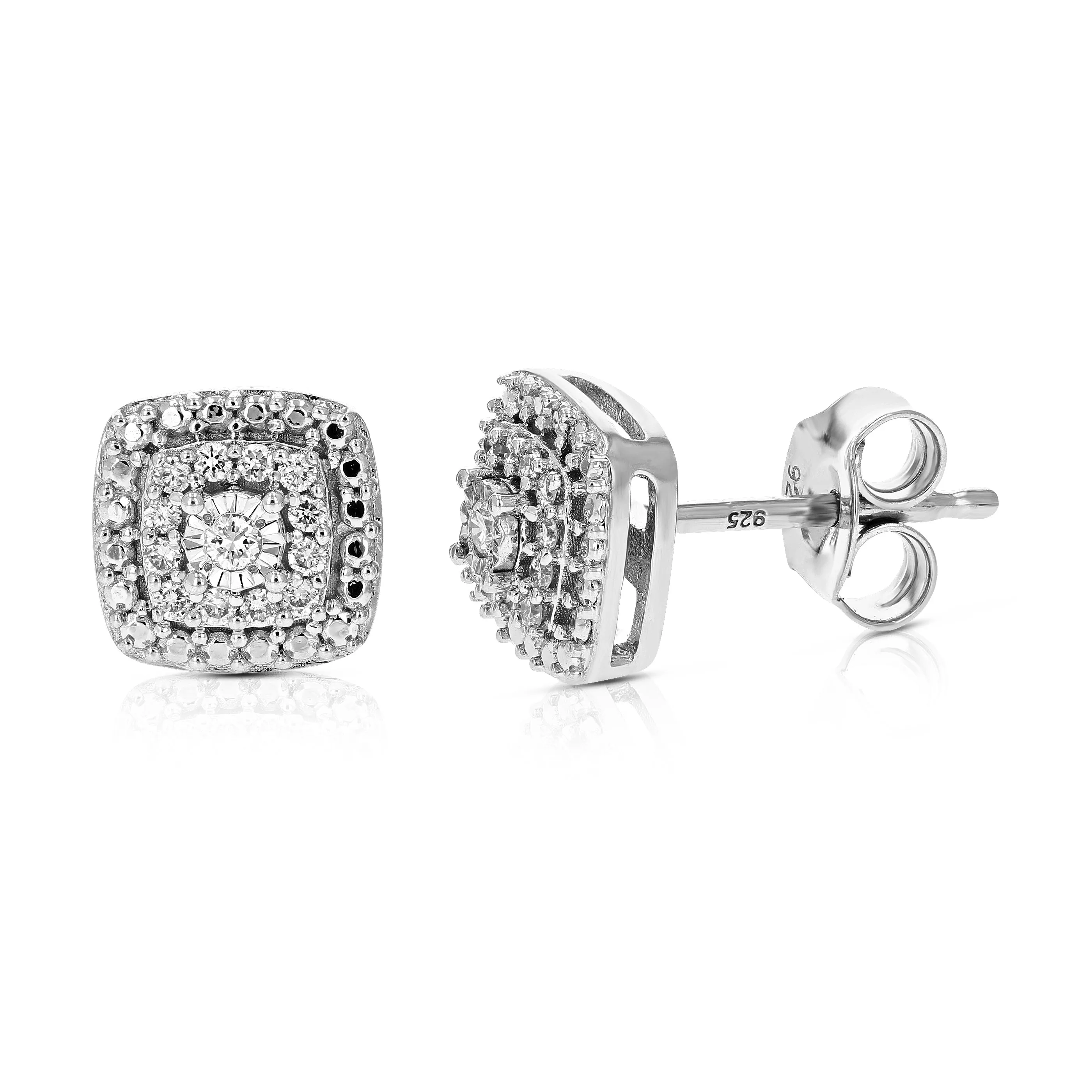 1/8 cttw Round Lab Grown Diamond Stud Earrings for Her .925 Sterling Silver Prong Settings