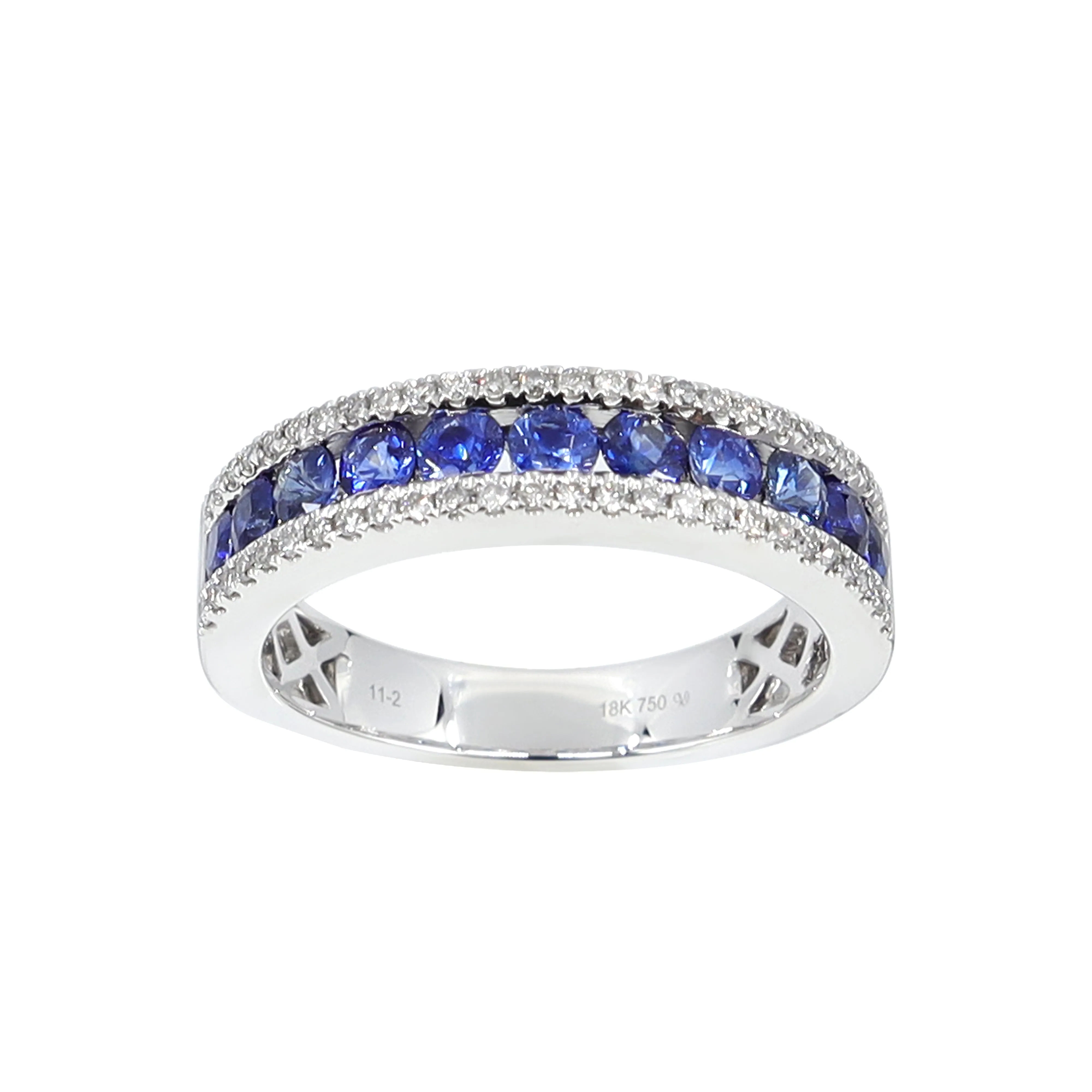 18K White Gold 0.85ct Sapphire and Diamond Ring - 20738518