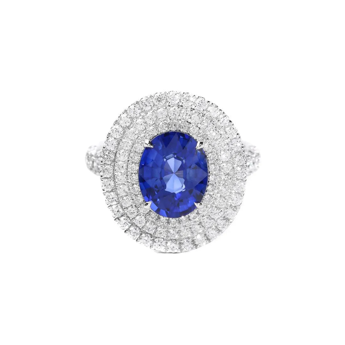 18K White Gold 3.70ct Ceylon Sapphire & Diamond Ring - 20568511