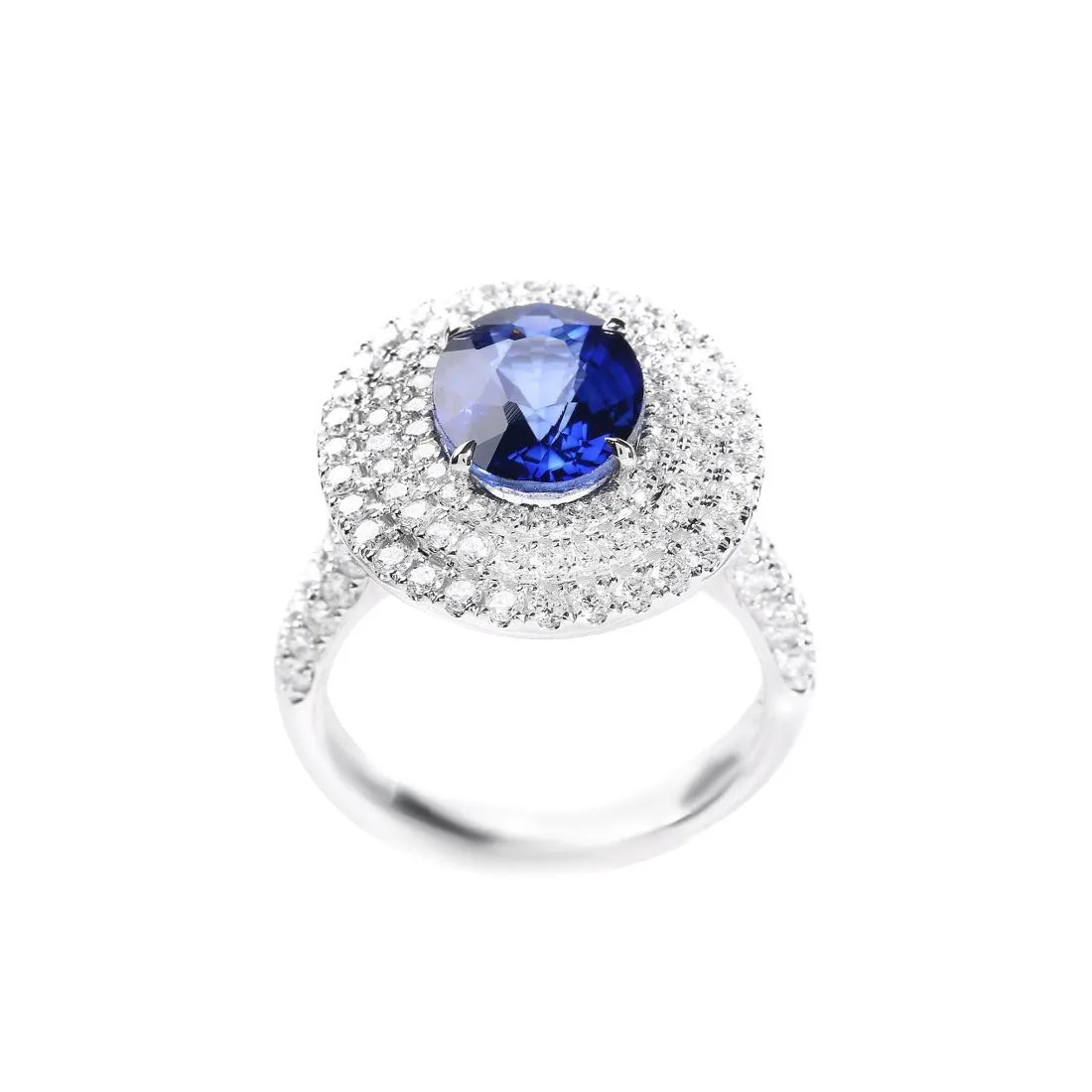 18K White Gold 3.70ct Ceylon Sapphire & Diamond Ring - 20568511