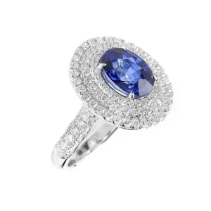 18K White Gold 3.70ct Ceylon Sapphire & Diamond Ring - 20568511