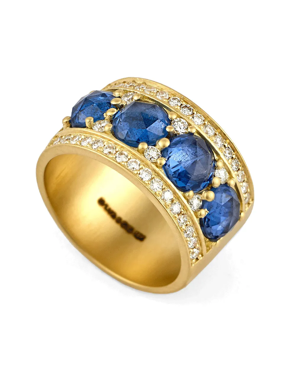 18k Yellow Gold Diamond and Sapphire Ring