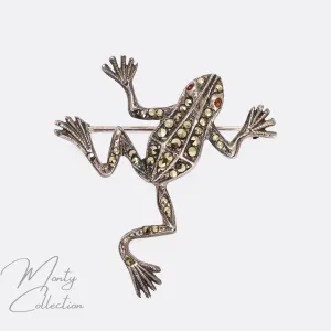 1950s Marcasite Frog Brooch