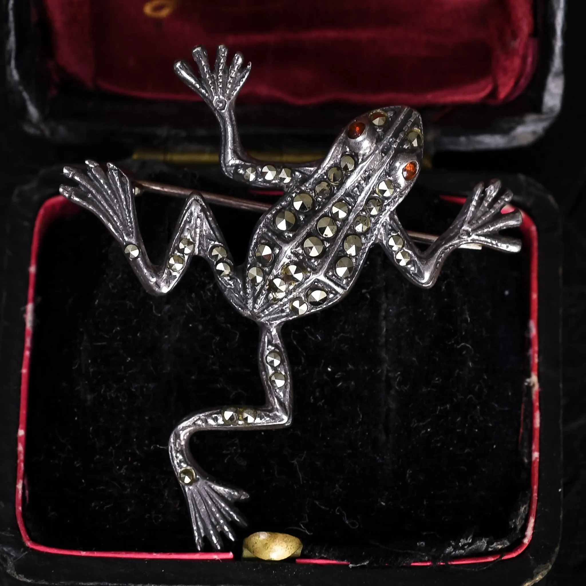 1950s Marcasite Frog Brooch