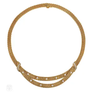 1960s German diamond and gold swag necklace