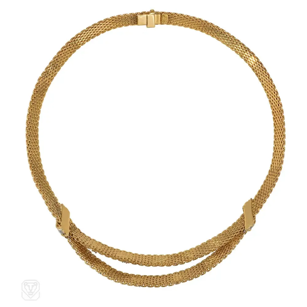 1960s German diamond and gold swag necklace