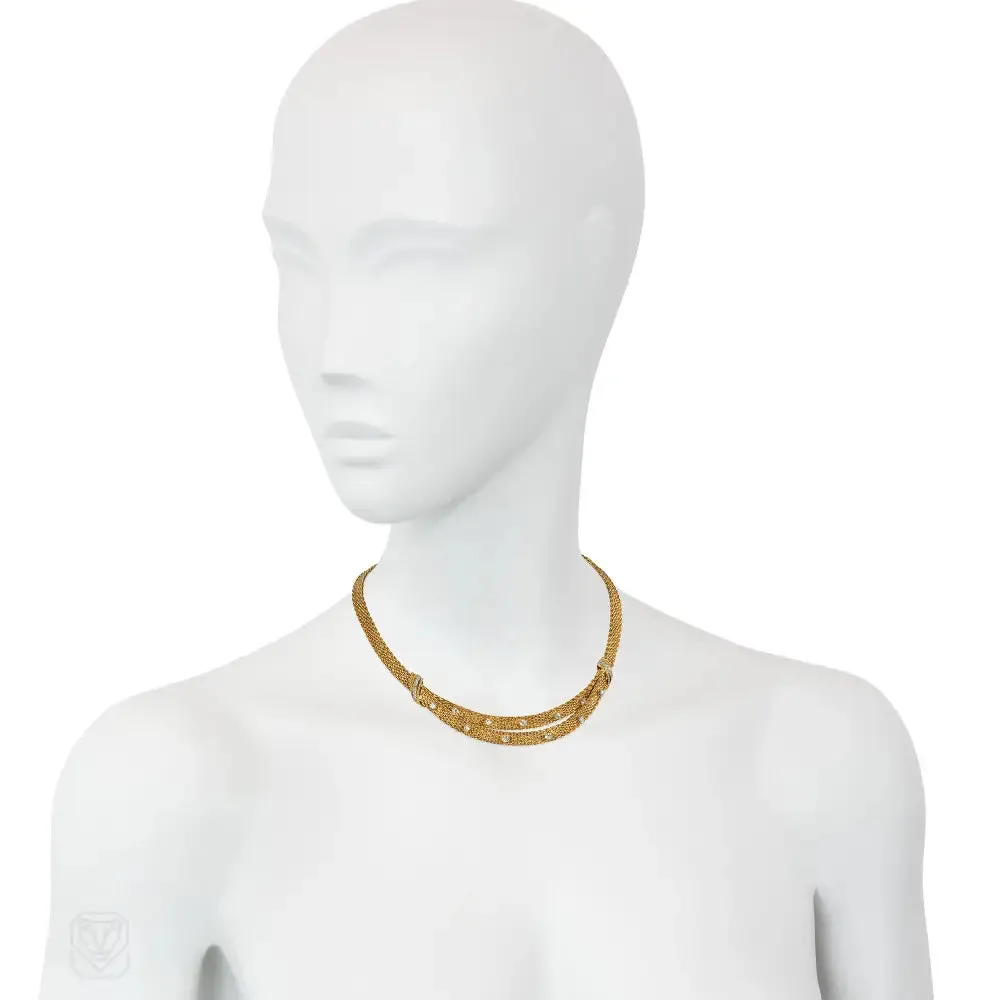 1960s German diamond and gold swag necklace