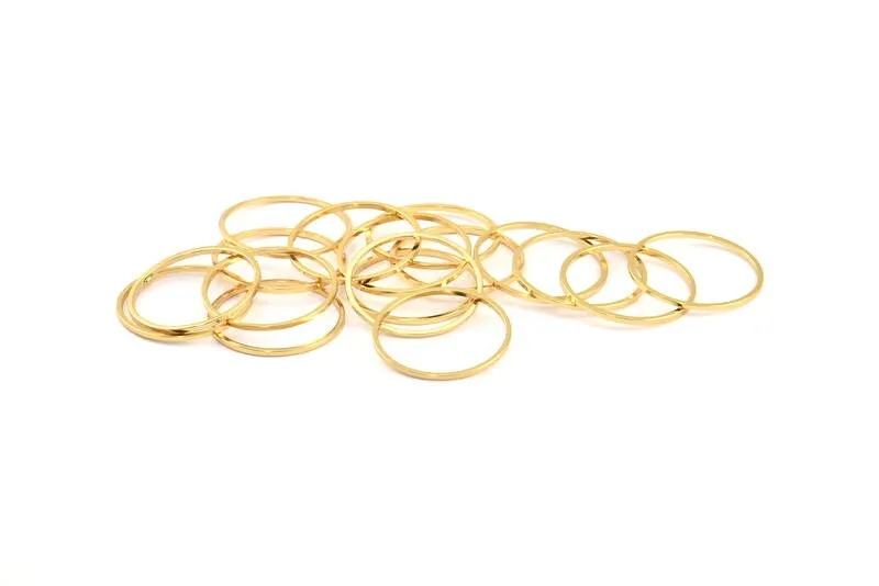 24mm Circle Connector, 12 Gold Plated Brass Circle Connectors (24x1x1mm) Bs 1092 Q0384