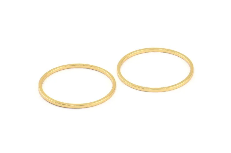 24mm Circle Connector, 12 Gold Plated Brass Circle Connectors (24x1x1mm) Bs 1092 Q0384