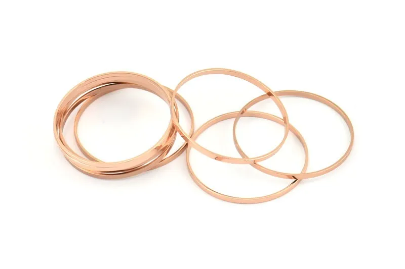 35mm Circle Connectors - 6 Rose Gold Plated Brass Circle Connectors (35x0.8x2mm) D0315 Q0688