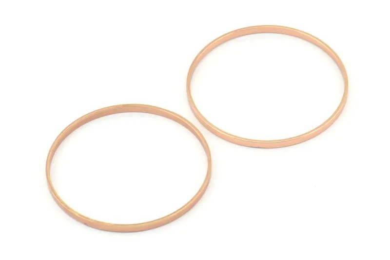 35mm Circle Connectors - 6 Rose Gold Plated Brass Circle Connectors (35x0.8x2mm) D0315 Q0688