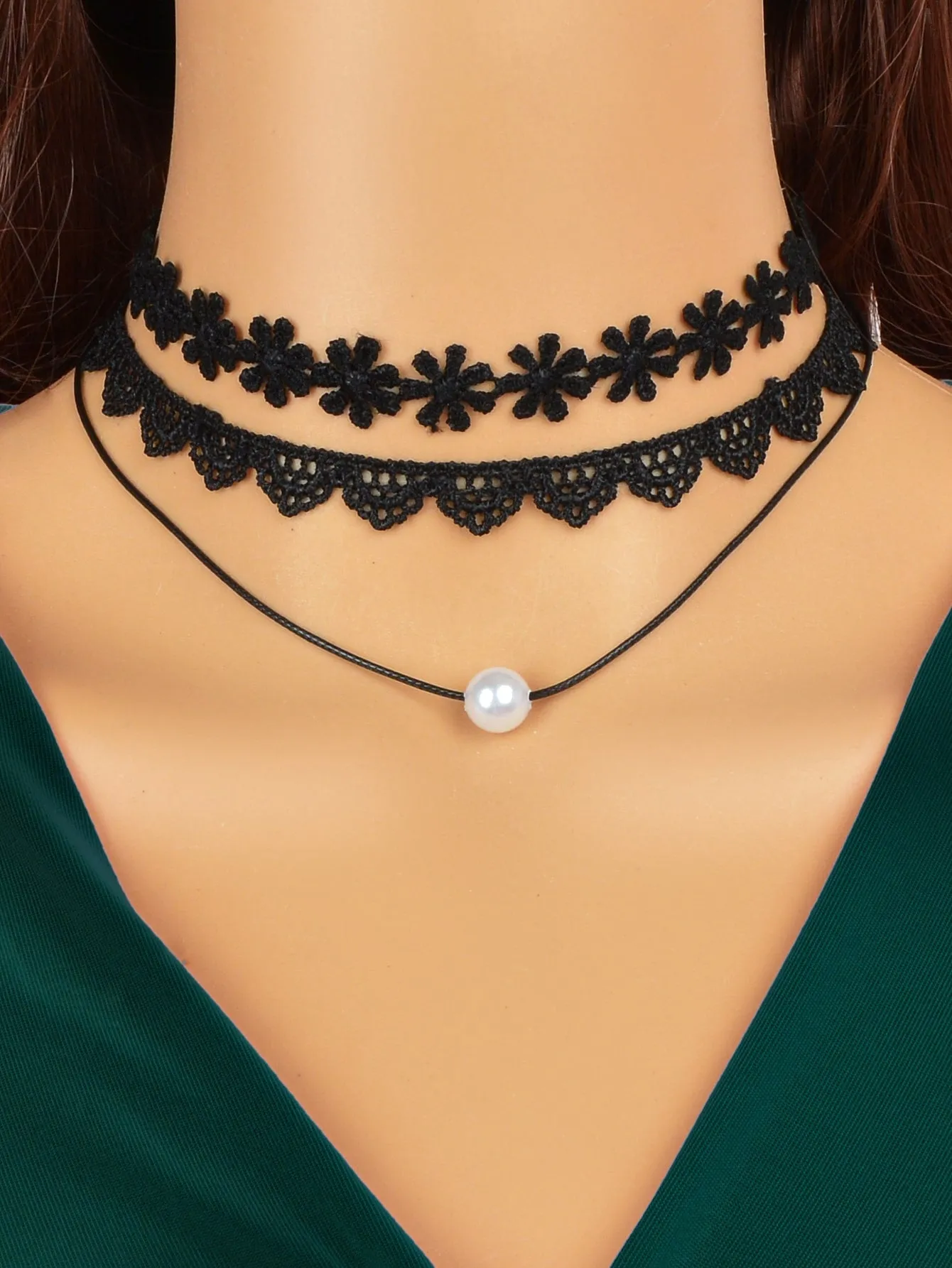 5pcs Faux Pearl Decor Lace Necklace Elegant Jewelry Lace Jewelry Lace Choker