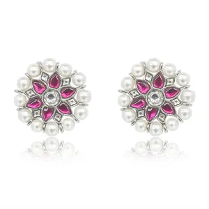 92.5 Silver Kundan Flower Earring