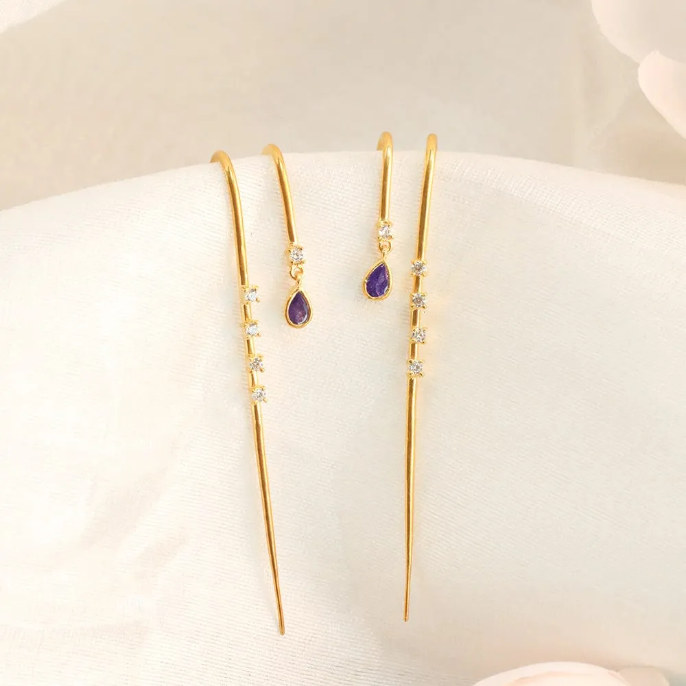 92.5 Sterling Silver Amethyst Earcuff