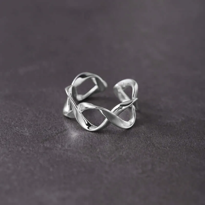 925 Sterling Silver Geometric Hollow Plain Ring