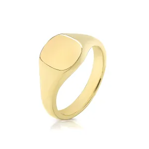 9CT GOLD UNISEX CUSHION SIGNET RING