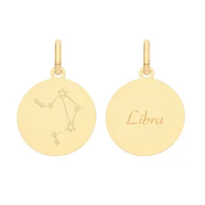 9CT GOLD ZODIAC CONSTELLATION LIBRA PENDANT