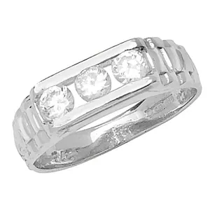 9CT WHITE GOLD BABIES' TRILOGY CZ RING