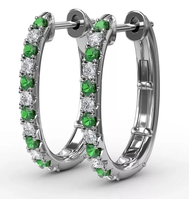 Alternating Emerald and Diamond Earrings