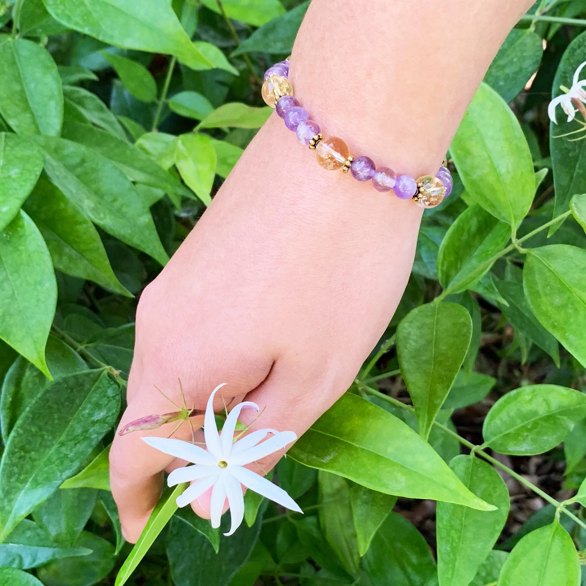 Amethyst   Citrine Stretch Bracelet