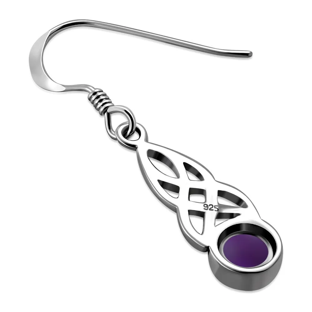 Amethyst Stone Celtic Silver Earrings