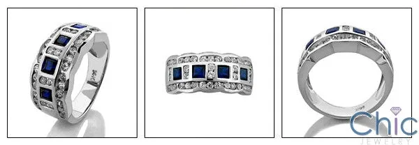 Anniversary Sapphire Princess bezel Cubic Zirconia Cz Ring