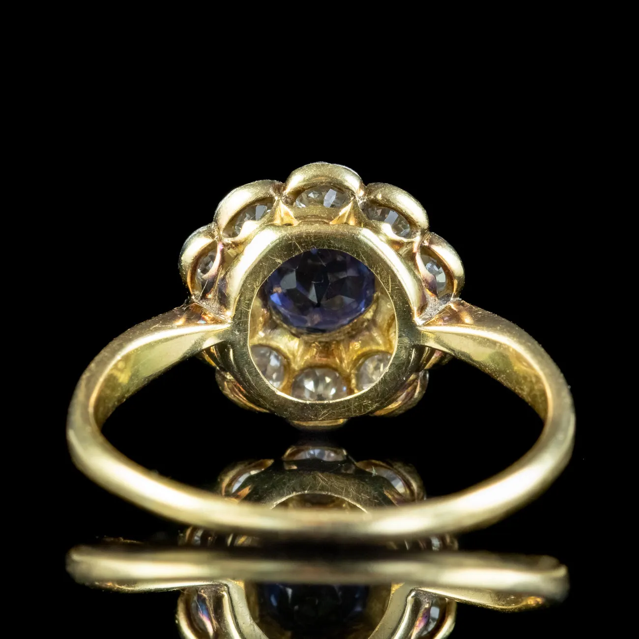 Antique Edwardian Sapphire Diamond Daisy Cluster Ring 0.50ct Sapphire