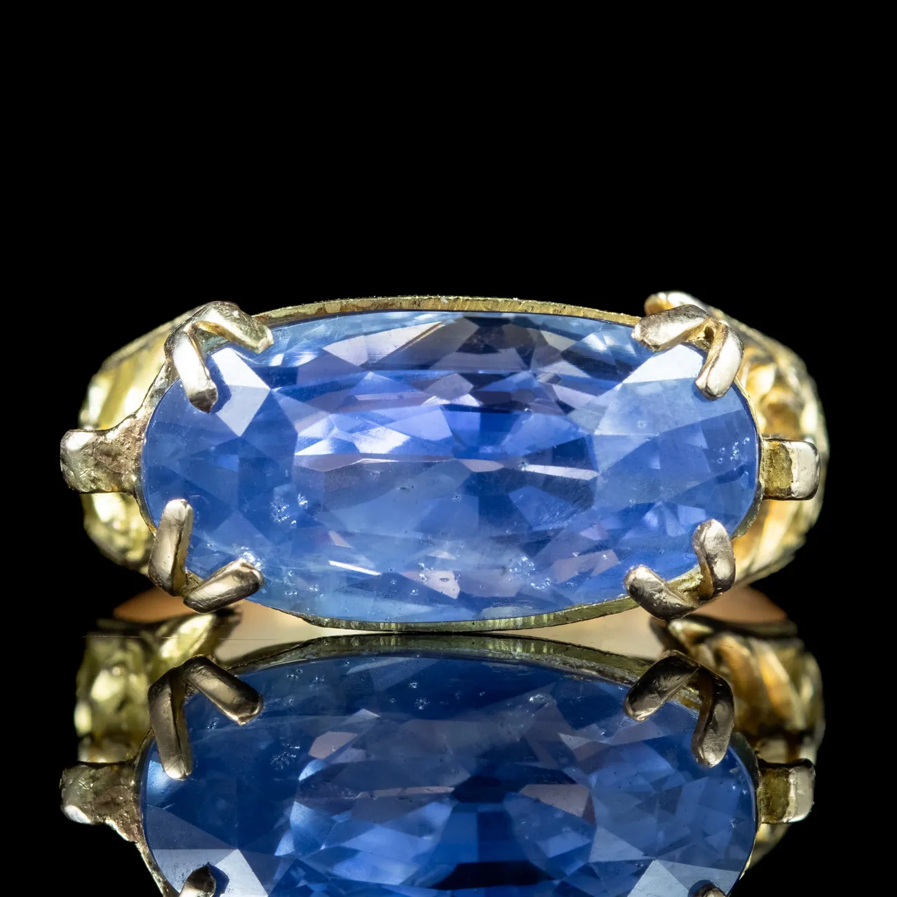 Antique Victorian French Ceylon Sapphire Ring 19.16ct Sapphire With Cert