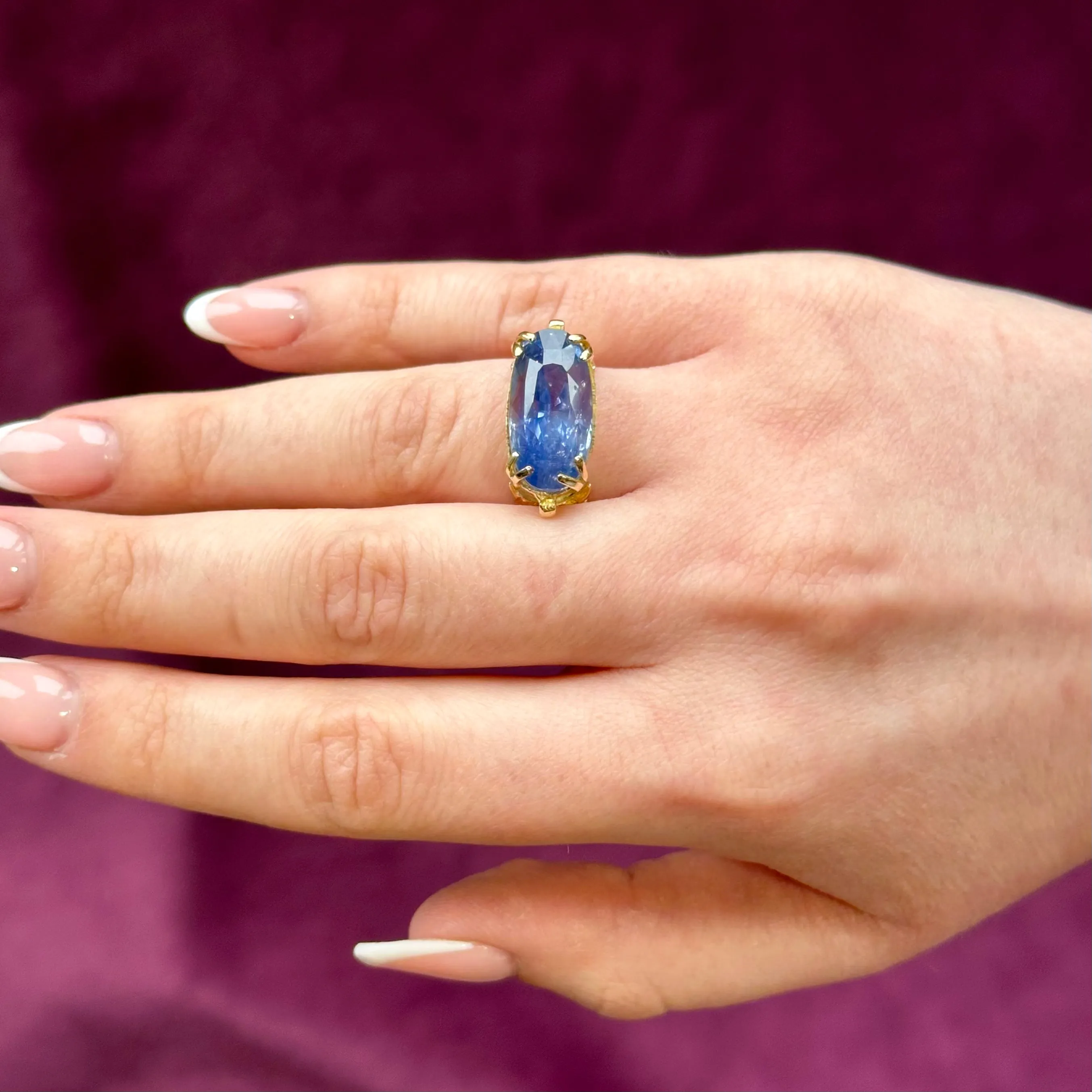 Antique Victorian French Ceylon Sapphire Ring 19.16ct Sapphire With Cert