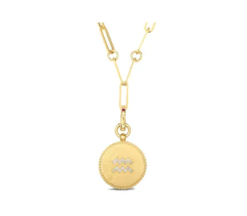 Aquarius Zodiac Medallion Pendant Necklace