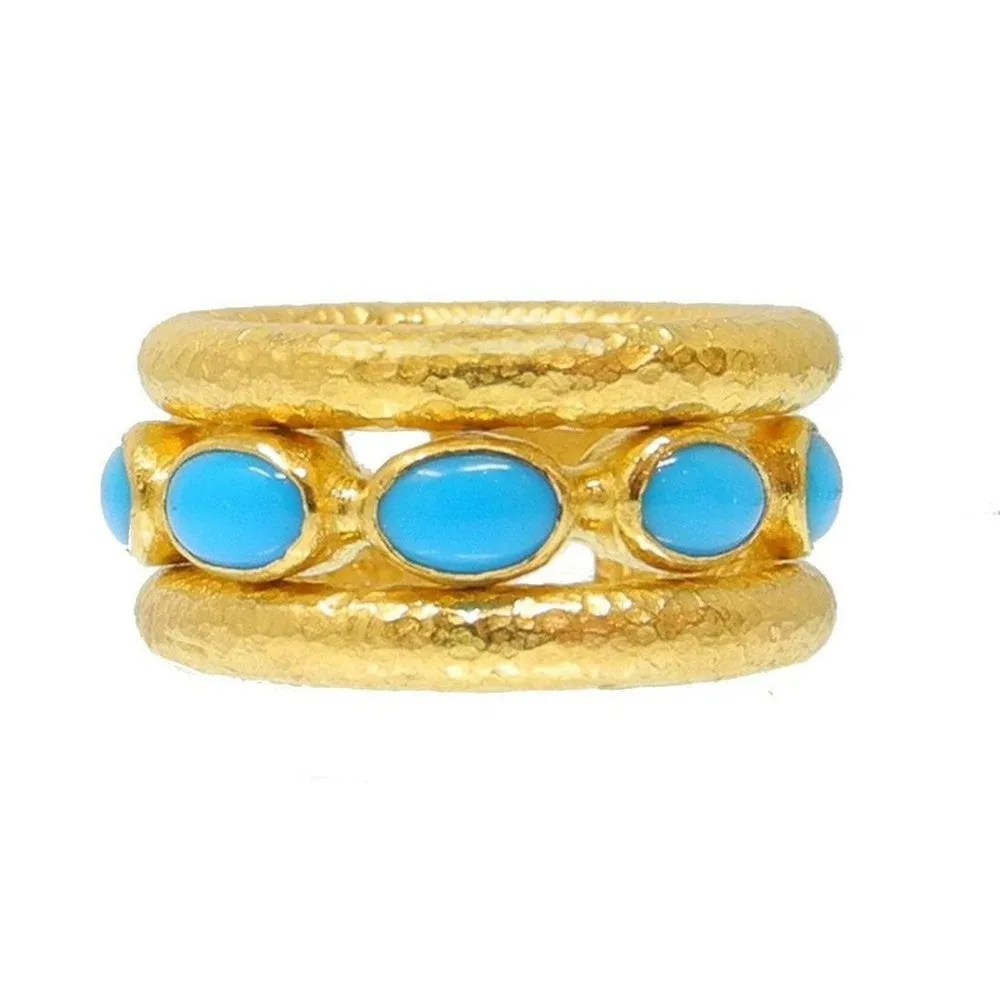 Ara 24k Gold Cabochon Turquoise Ring Size 6.5