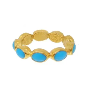 Ara 24k Gold Cabochon Turquoise Ring Size 6.5