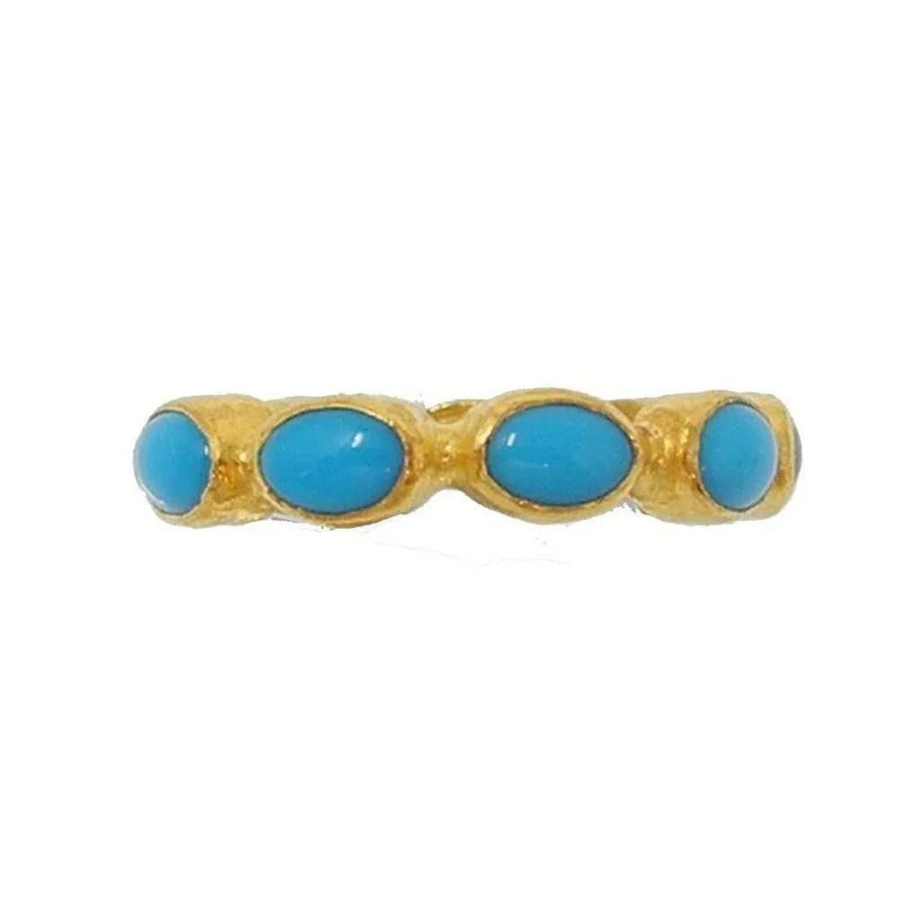 Ara 24k Gold Cabochon Turquoise Ring Size 6.5