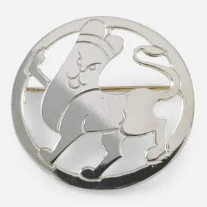 Art Deco Silver Lion Brooch, H.G. Murphy