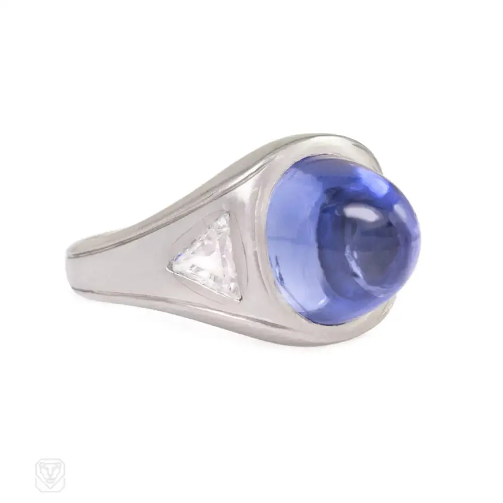 Art Deco sugarloaf sapphire ring