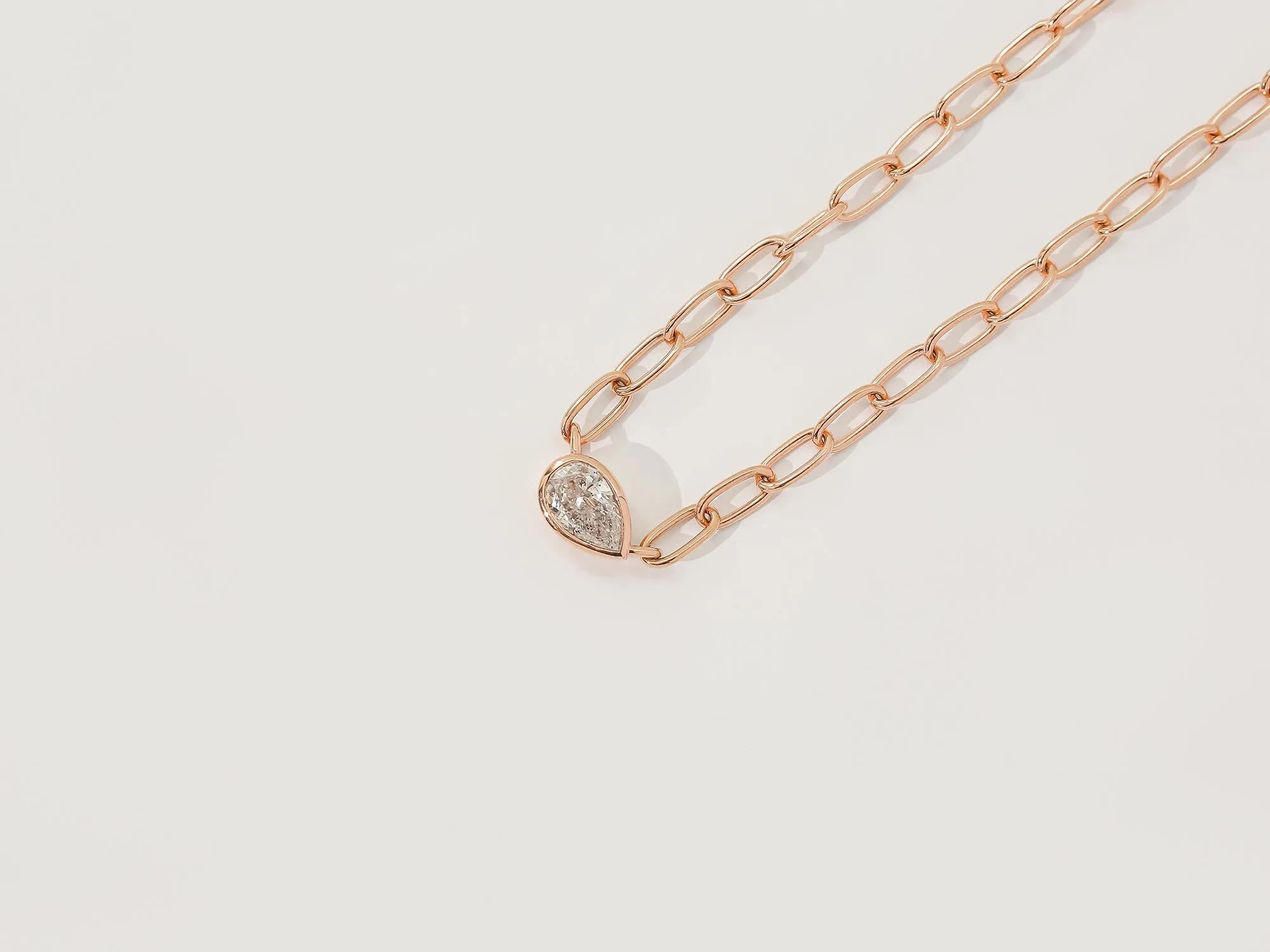 Aurea Paperclip Pear Diamond Necklace