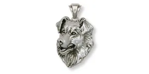 Australian Shepherd Pendant Jewelry Sterling Silver Handmade Dog Pendant AU10-P