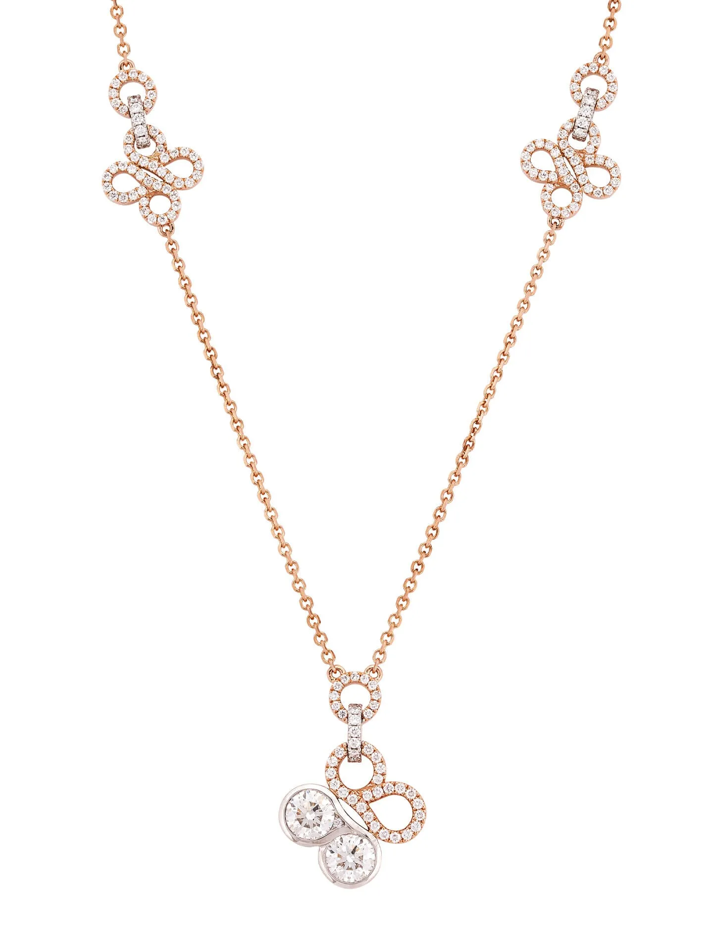 Be Boodles Large Rose Gold Diamond Pendant