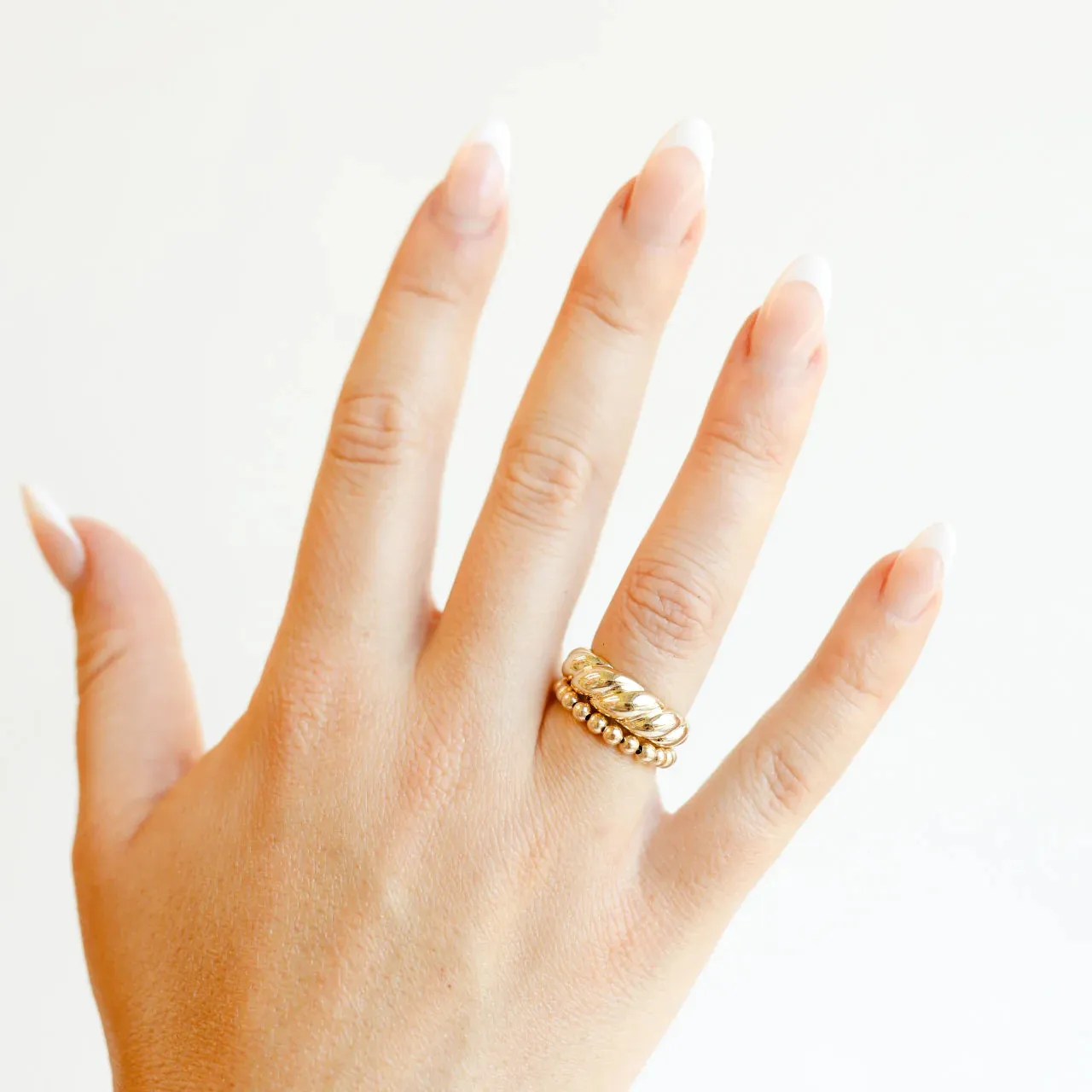 Beaded Blondes | Lauren 3MM Beaded Band Ring in Gold