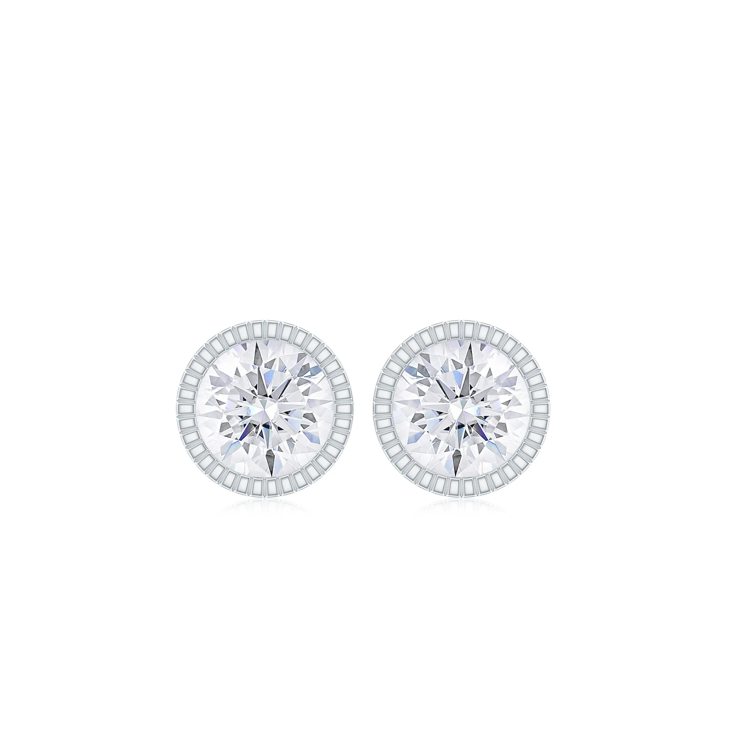 Bezel Set Round Diamond Solitaire Stud Earrings