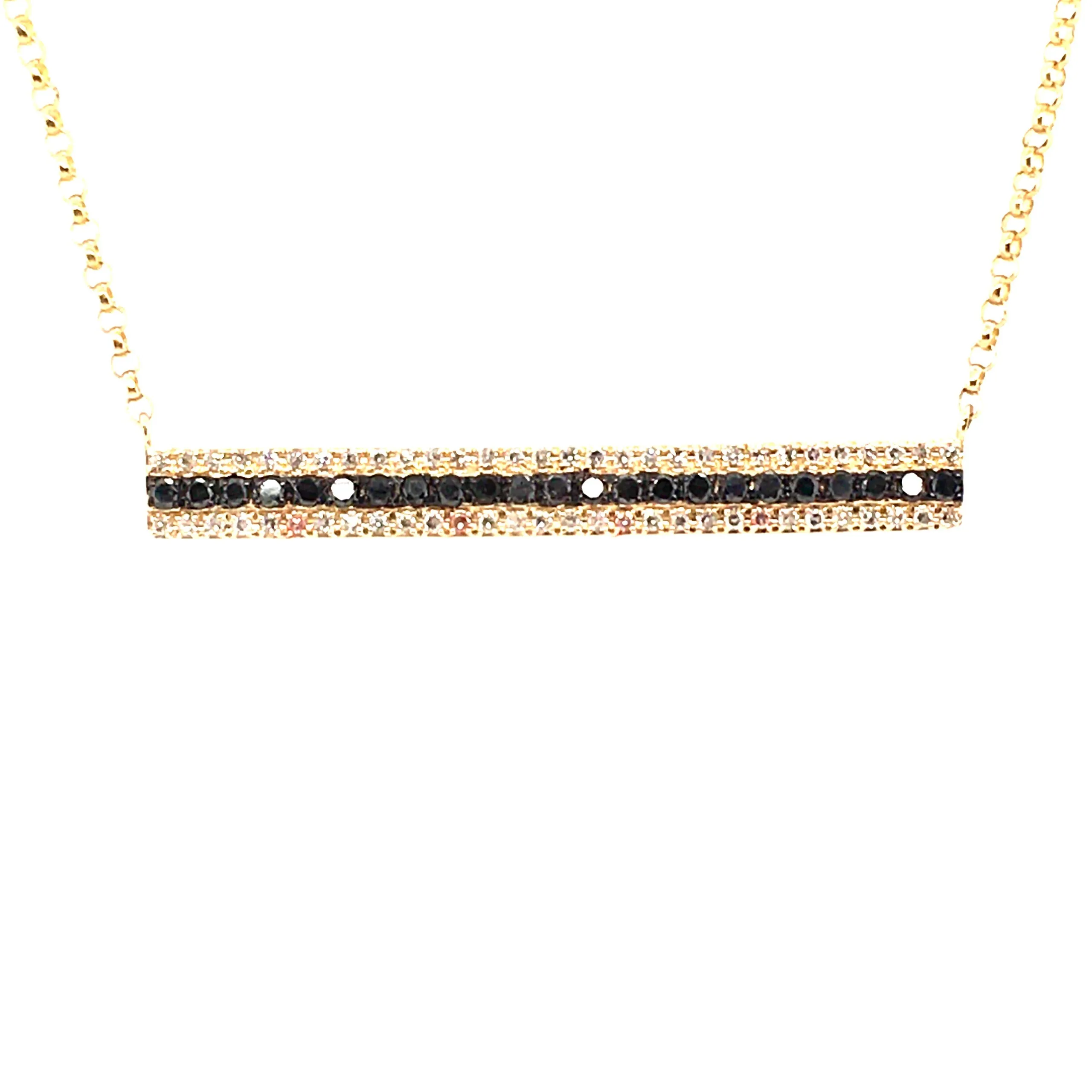 Black and White Diamond Bar Necklace